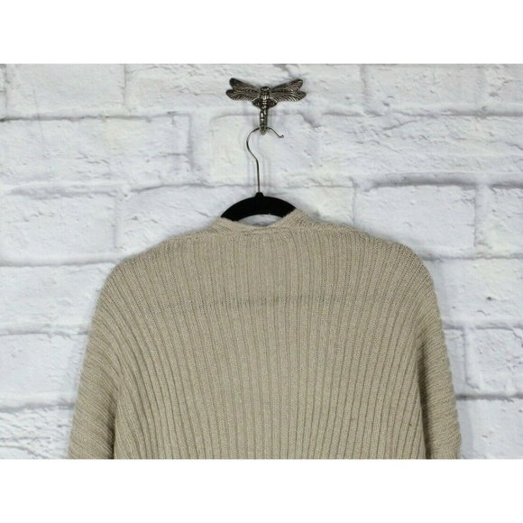 Wooden Ships Beige Ribbed Knit Open Front Cardigan Sweater Size S/M - Picture 6 of 8